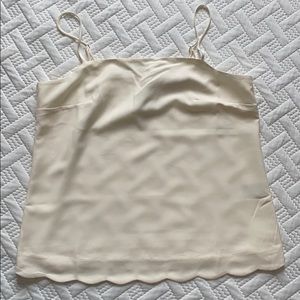 J Crew Cream, Scalloped Tank Top
